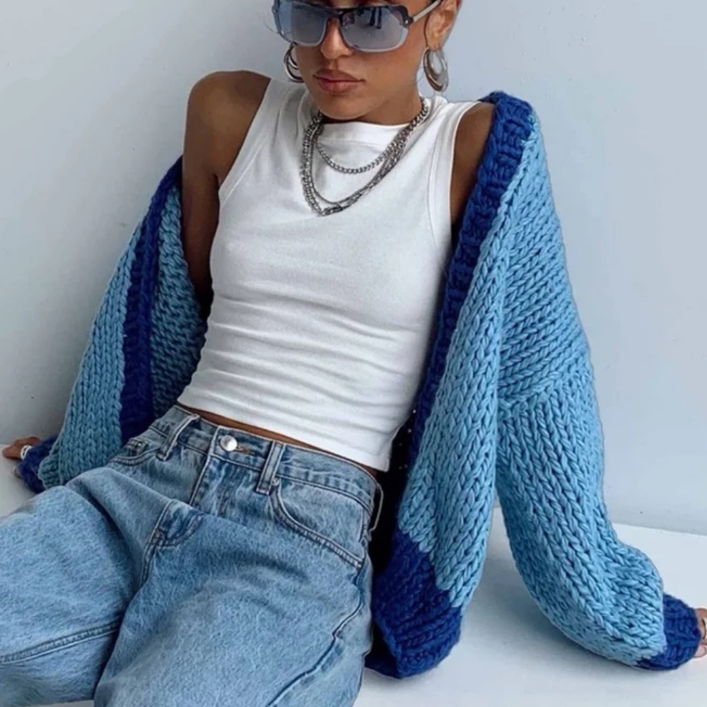 Princess Polly lester blue cardigan